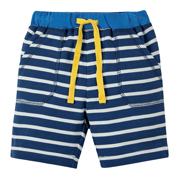 Frugi Little Stripy Marine Blue Shorts